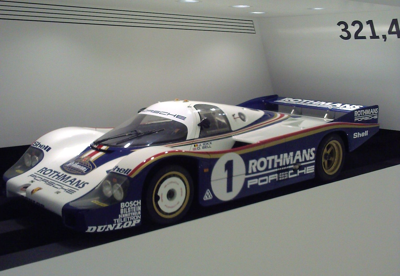 Porsche 956 low-drag Le Mans car in Rothmans livery, Porsche Museum