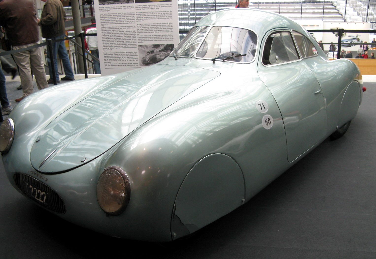 Silver aluminium Porsche Type 64 Berlin–Rome car