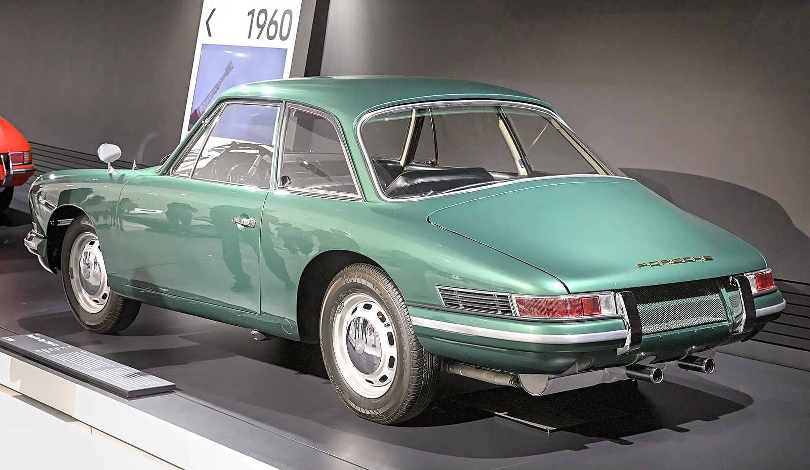 Green Porsche 754 T7 prototype in the Porsche Museum